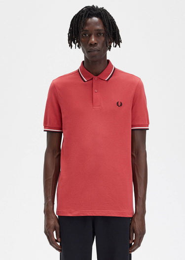 Fred Perry Polo's Twin tipped fred perry shirt - washed red snow white black