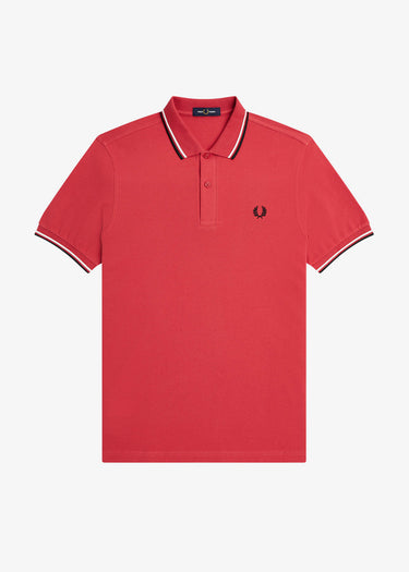 Fred Perry Polo's Twin tipped fred perry shirt - washed red snow white black