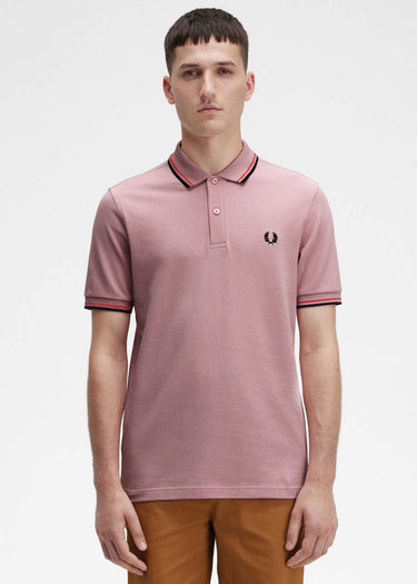 Fred Perry Polo's Twin tipped fred perry shirt - chalky pink washed red black