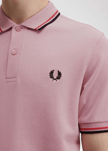 Fred Perry Polo's Twin tipped fred perry shirt - chalky pink washed red black