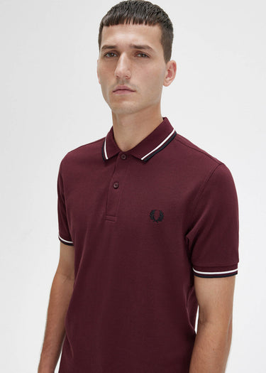 Fred Perry Polo's Twin tipped fred perry shirt - oxblood ecru black