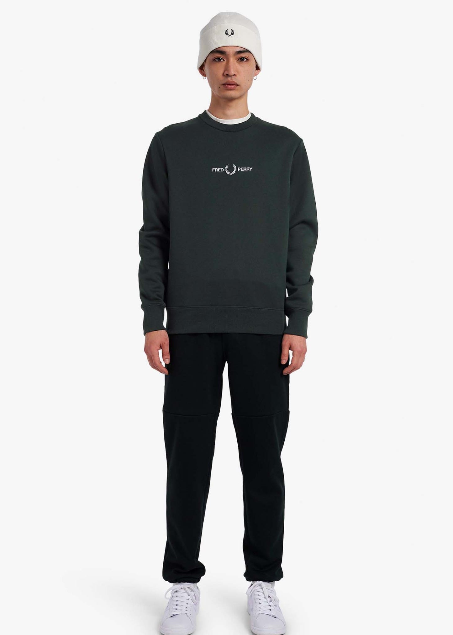 Fred Perry Truien Embroidered sweatshirt - night green