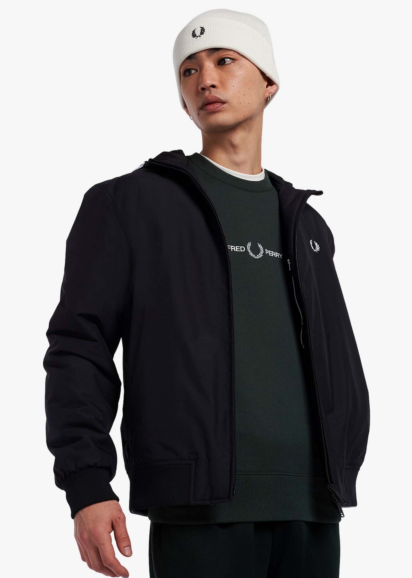 Fred Perry Truien Embroidered sweatshirt - night green