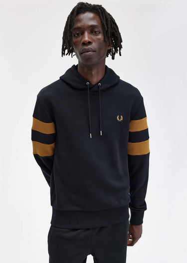 Fred Perry Hoodies Tipped sleeve hooded sweat - black