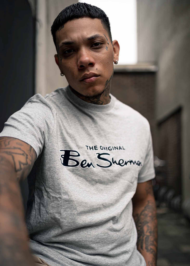 Ben Sherman T-Shirts Signature flock tee - grey