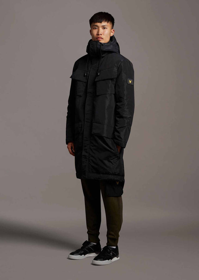 Lyle & Scott Jacken Longline dual pocket parka - jet black