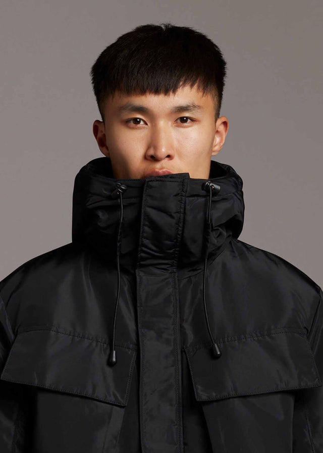 Lyle & Scott Jacken Longline dual pocket parka - jet black