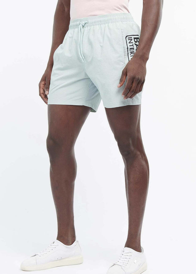 Barbour International Badeshorts Large logo swim short- pastel spruce