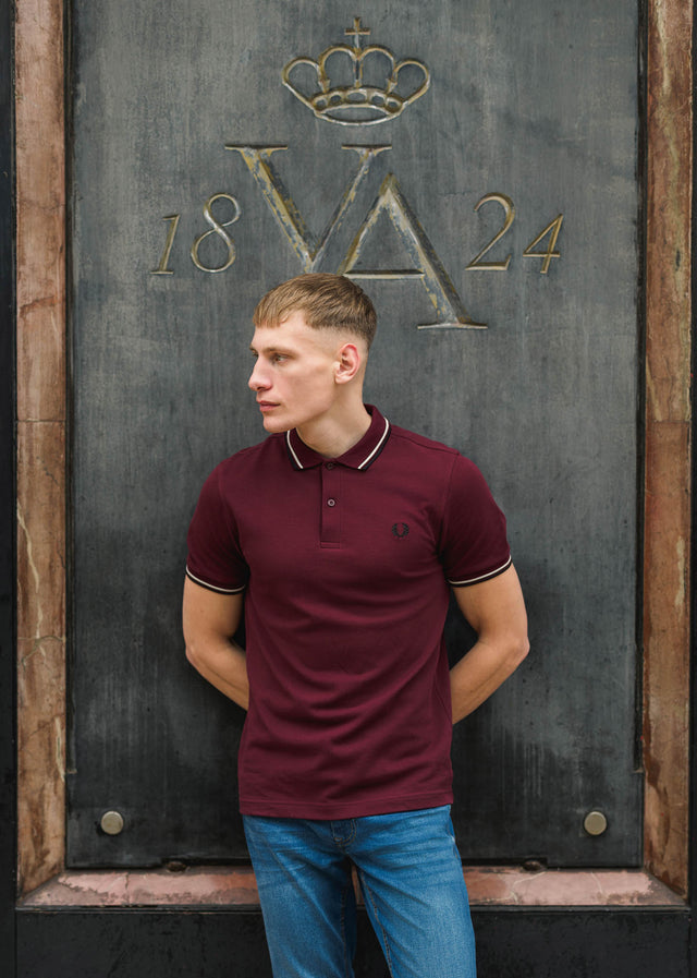 Fred Perry Poloshirts Twin tipped fred perry shirt - oxblood ecru black