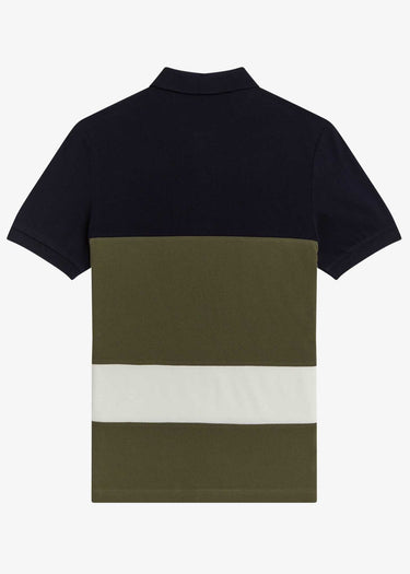 Fred Perry Polo's Printed colour block poloshirt - navy