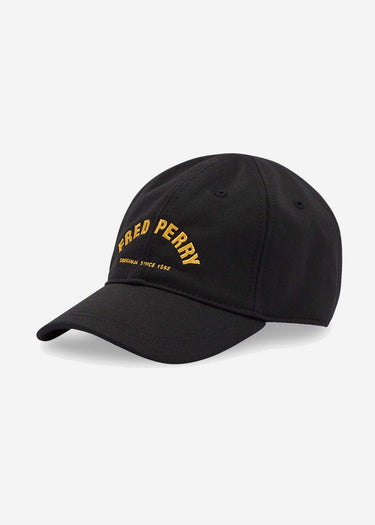 Fred Perry Petten Arch branded tricot cap - black