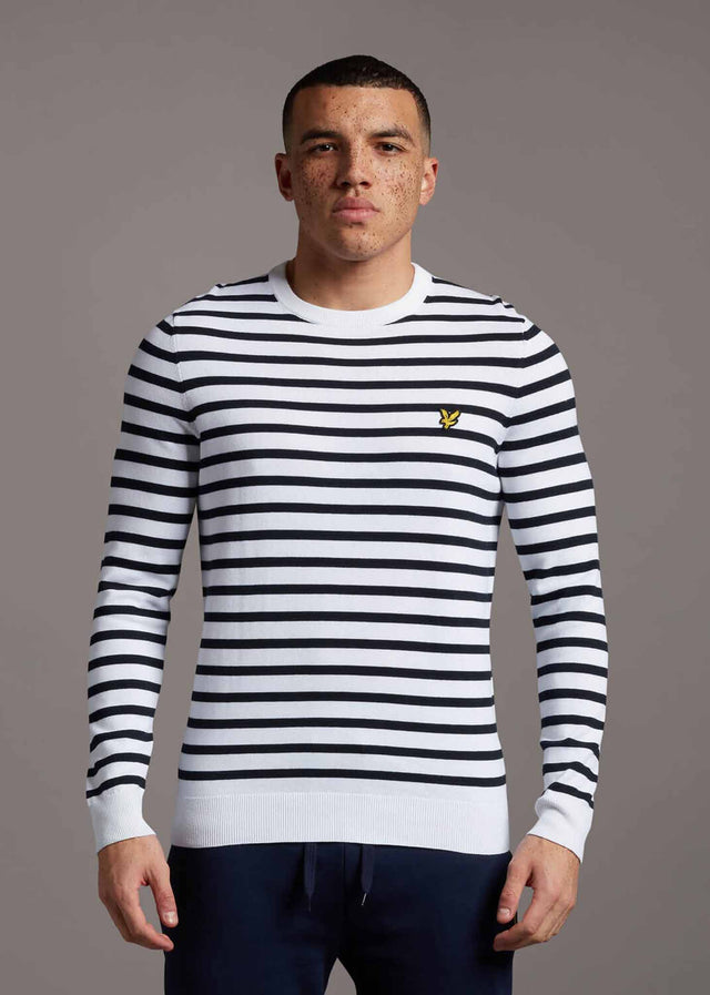 Lyle & Scott Pullover Breton stripe jumper - white
