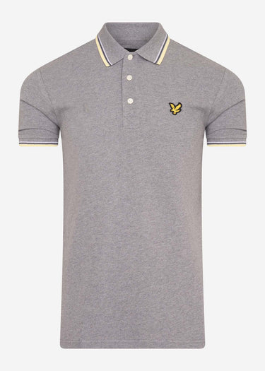 Lyle & Scott Polo's Tipped polo shirt - mid grey marl lemon