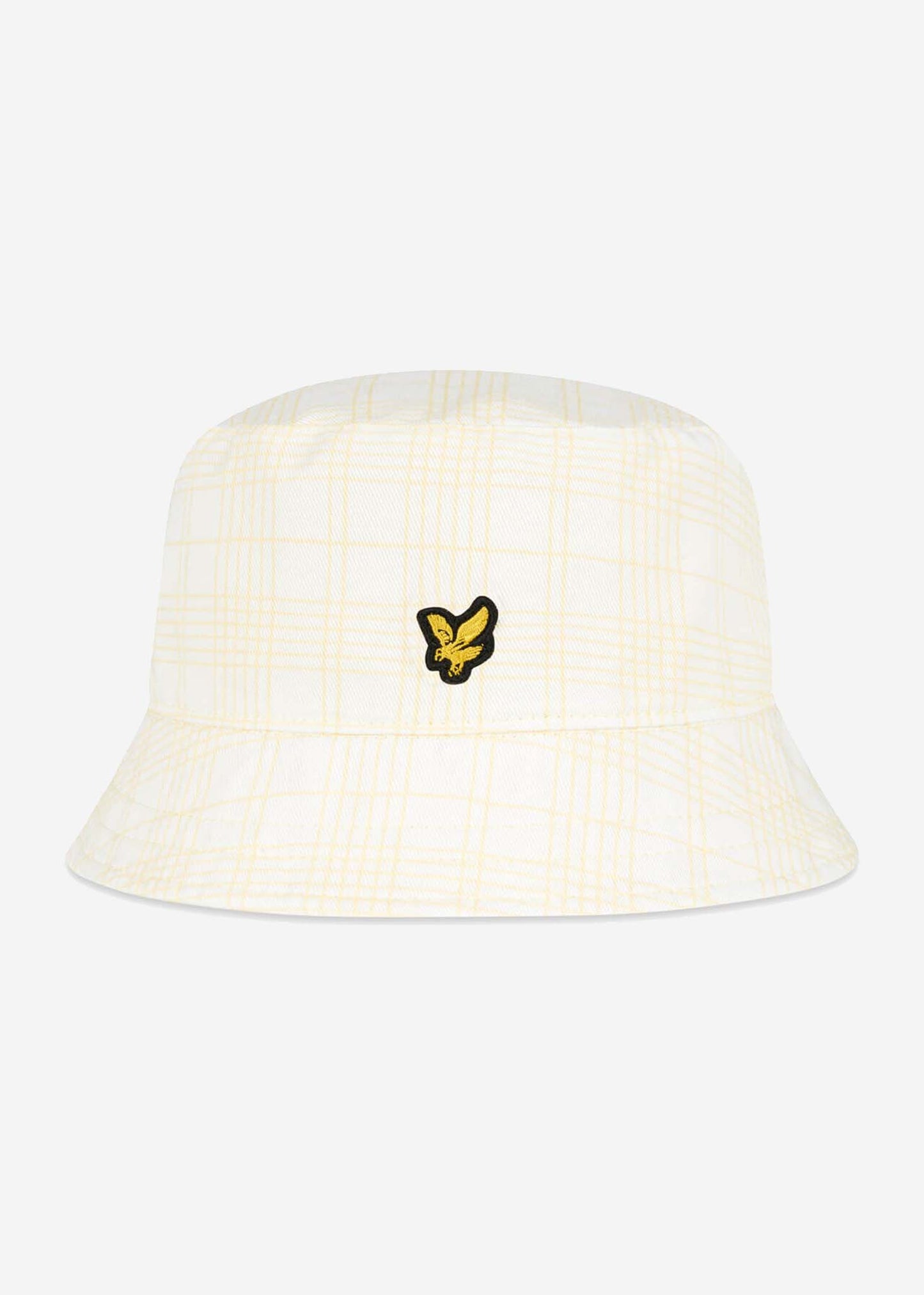 Lyle & Scott Bucket Hats Reversible check bucket hat - white lemon