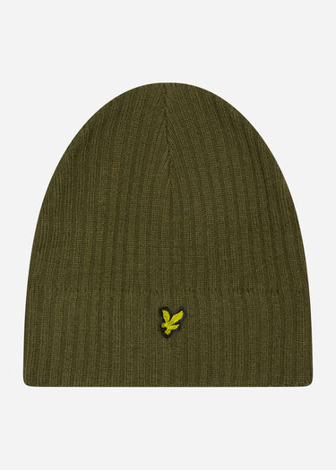 Lyle & Scott Mutsen Knitted ribbed beanie - olive