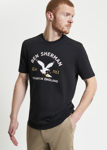 Ben Sherman T-shirts Brighton seagull - black