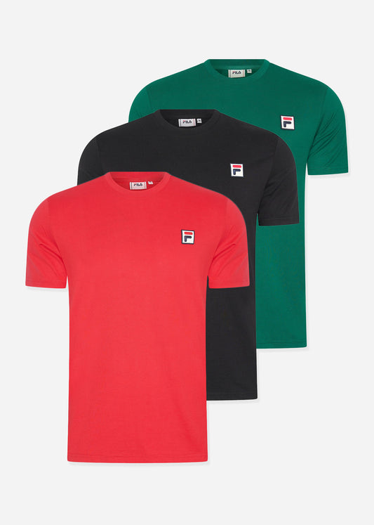 Fila T-shirts  3 pack ledge tee - True Red - Black - Aventurine 