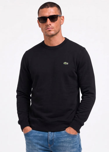 Regular fit crew neck sweater - black