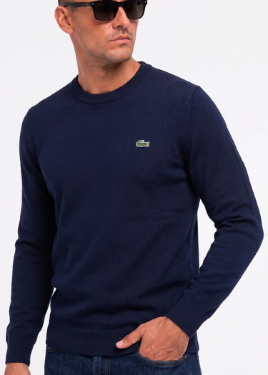 Lacoste Truien Regular fit crew neck sweater - navy blue