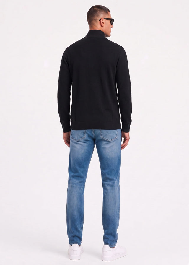 Lacoste Pullover Regular fit high zipped neck sweater - black