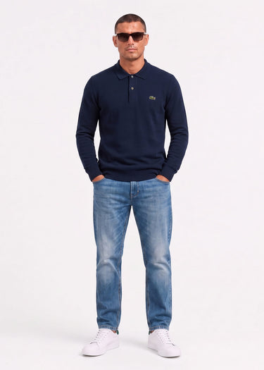 Lacoste Longsleeve Polo's Knitted long sleeve polo sweater - navy blue