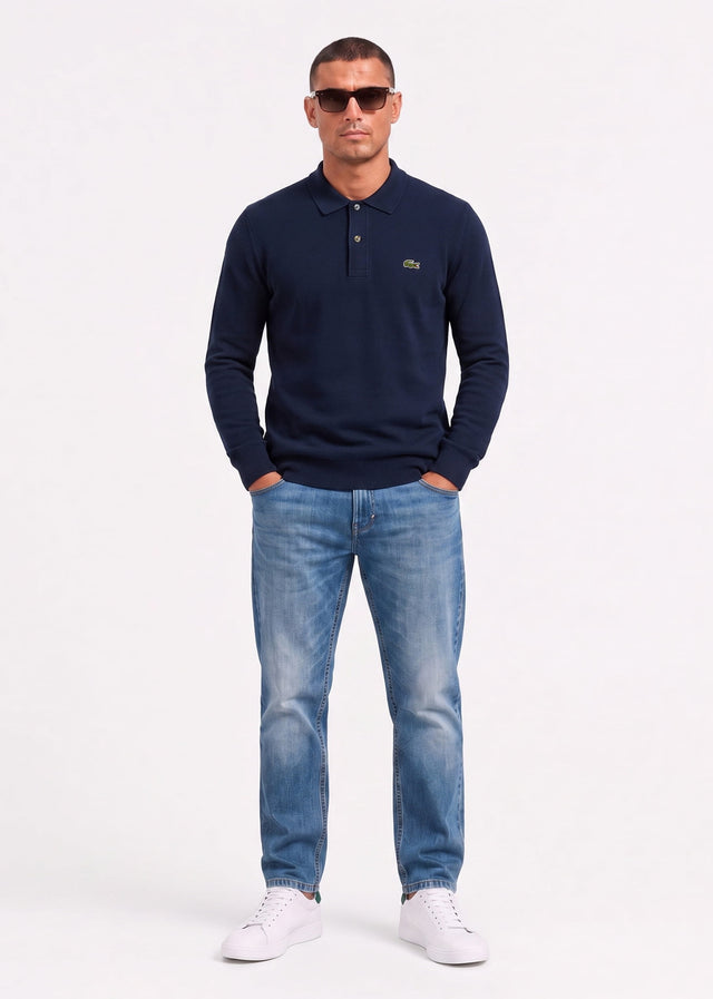 Lacoste Langarm Polos Knitted long sleeve polo sweater - navy blue