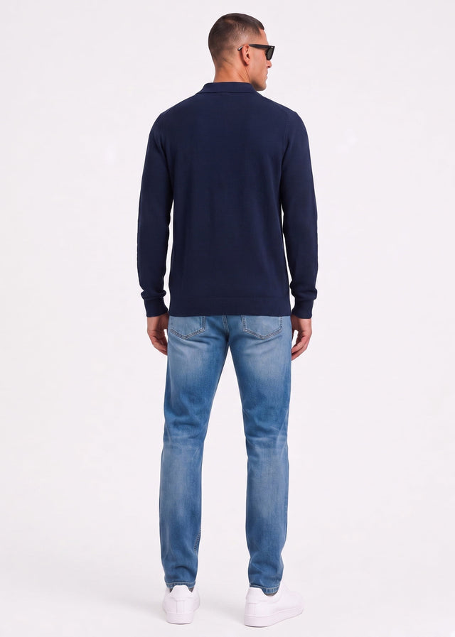 Lacoste Langarm Polos Knitted long sleeve polo sweater - navy blue