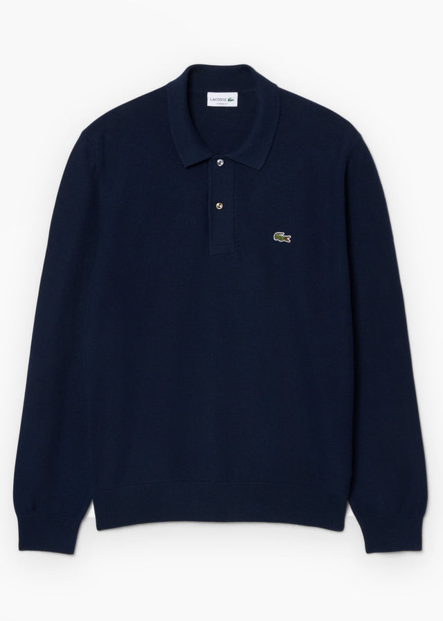 Lacoste Langarm Polos Knitted long sleeve polo sweater - navy blue