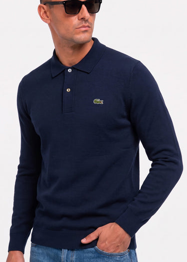 Lacoste Longsleeve Polo's Knitted long sleeve polo sweater - navy blue