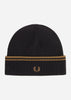 Fred Perry Mutsen  Twin tipped merino wool beanie - black shaded stone shaded stone 