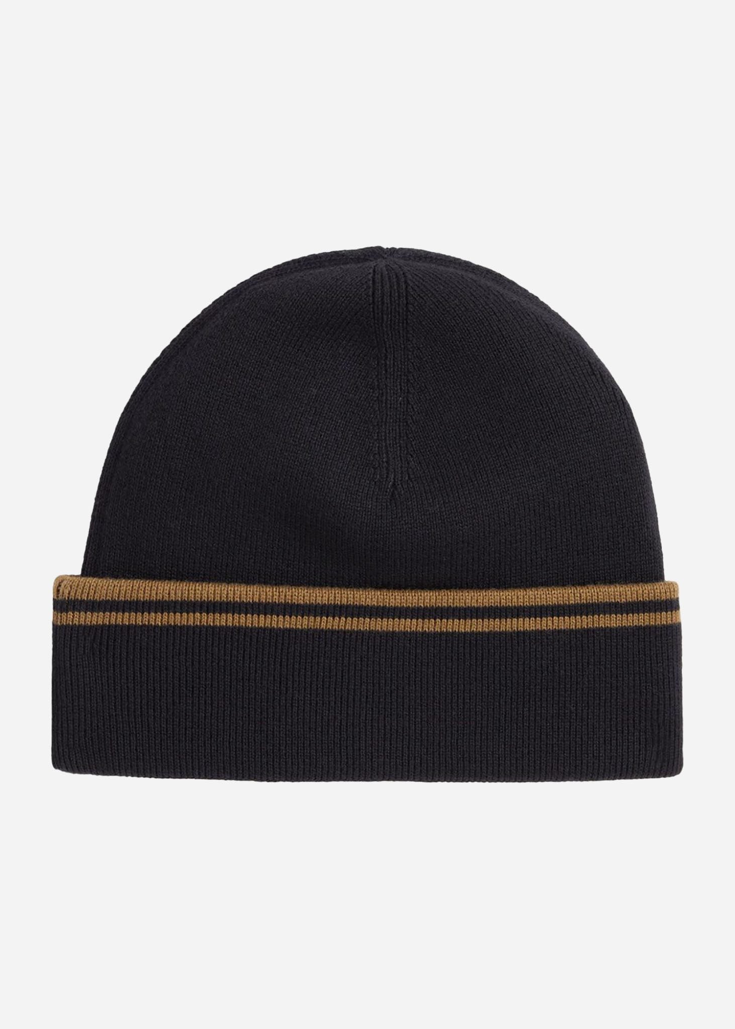 Fred Perry Mutsen  Twin tipped merino wool beanie - black shaded stone shaded stone 