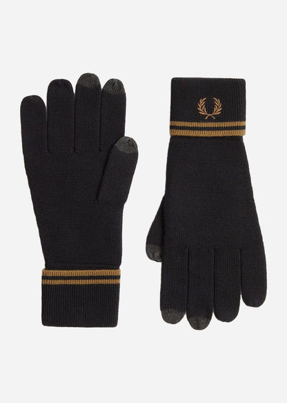 Fred Perry Handschoenen  Twin tipped merino wool gloves - black shaded stone shaded stone 