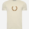 Fred Perry T-shirts  Flocked laurel wreath gra tee - light oyster 
