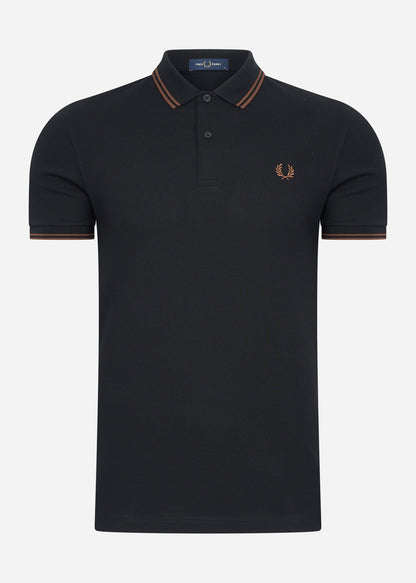 Fred Perry Polo's  Twin tipped fred perry shirt - black whisky brown 