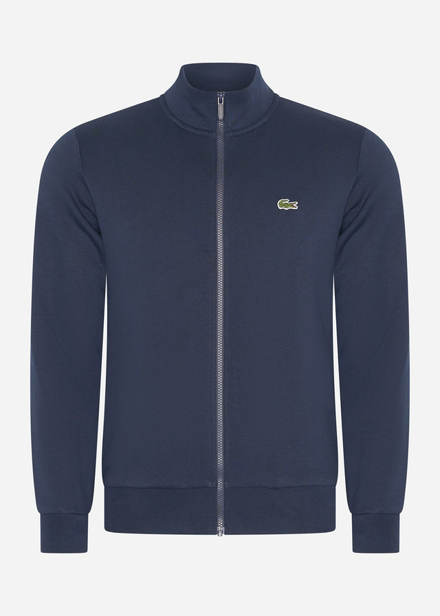 Lacoste Pullover  Brushed fleece zip through sweater - Navy 