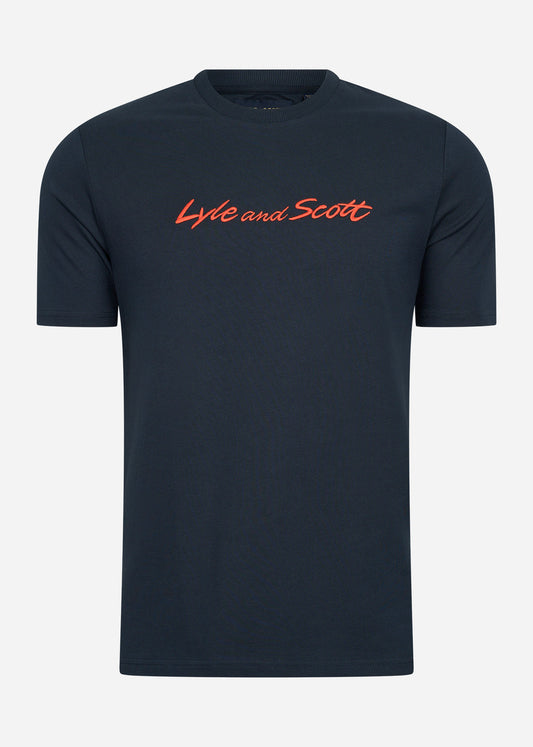 Lyle & Scott T-shirts  Script embroidery t-shirt - dark navy sorrel orange 