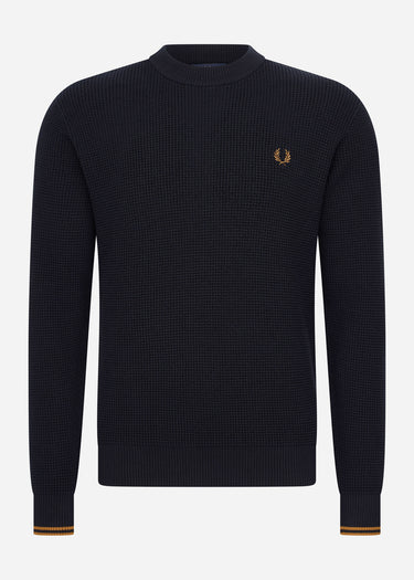 Fred Perry Truien  Waffle stitch jumper - navy 