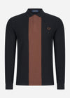 Fred Perry Longsleeve Polo's  Panelled long sleeve polo shirt - black 