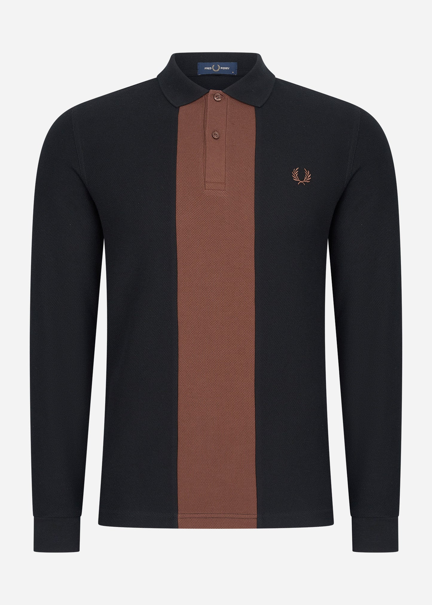 Fred Perry Longsleeve Polo's  Panelled long sleeve polo shirt - black 