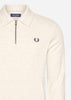 Fred Perry Truien  Halfzip fleece back sweatshirt - porridge marl 