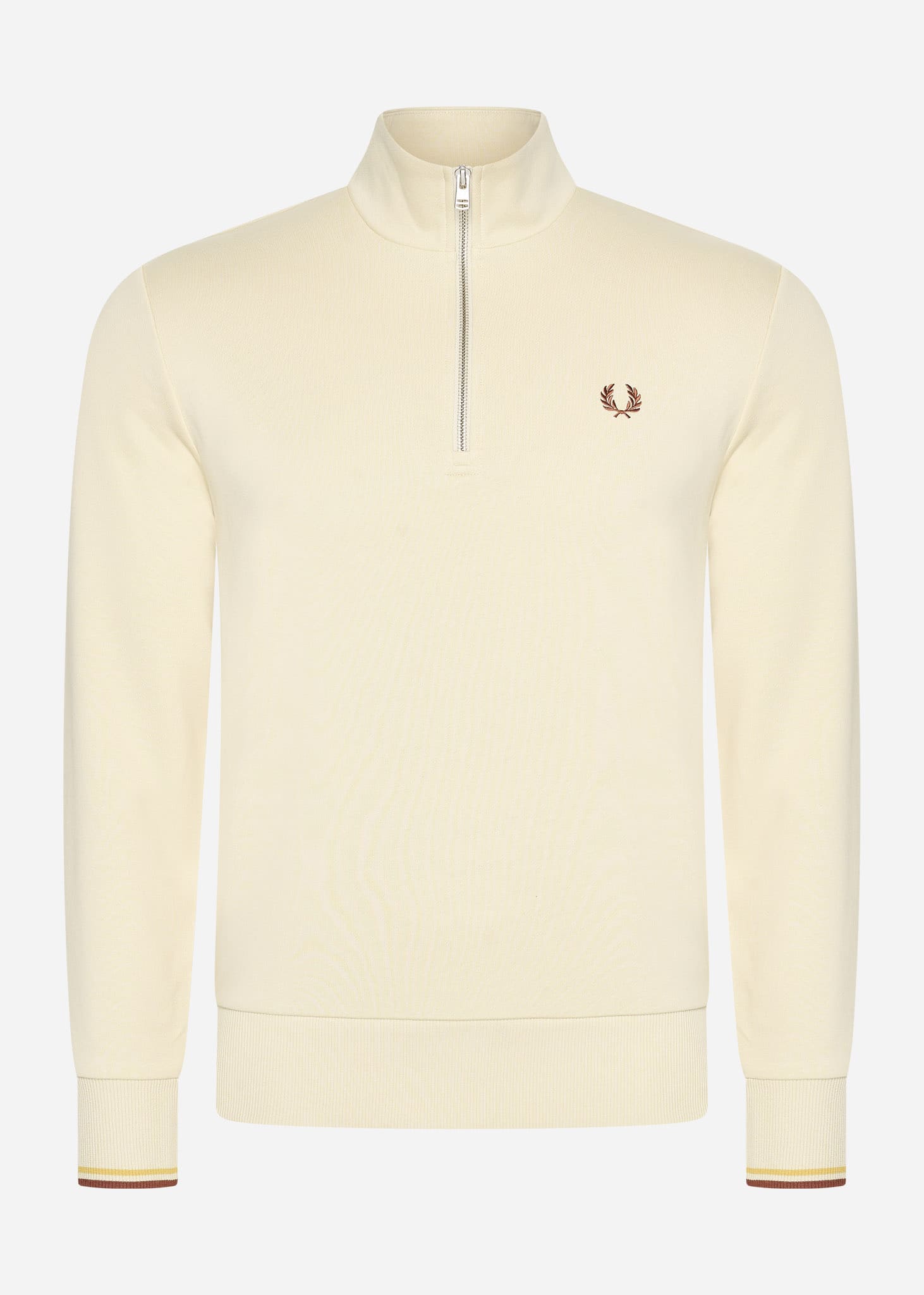 Fred Perry Truien  Half zip sweatshirt - oatmeal whisky brown 