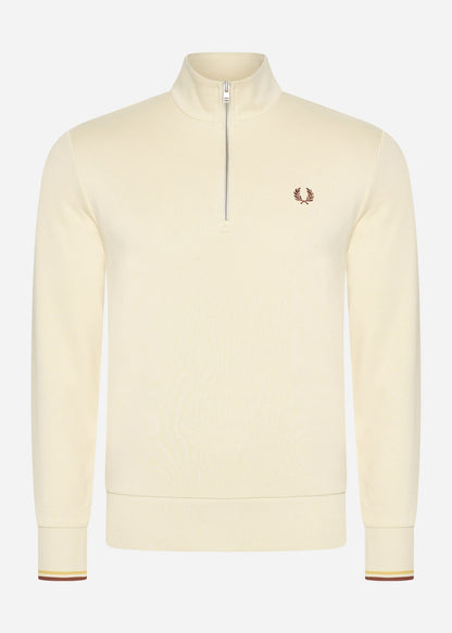 Fred Perry Truien  Half zip sweatshirt - oatmeal whisky brown 