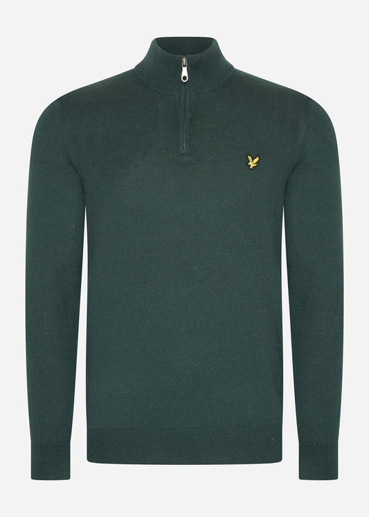 Lyle & Scott Truien  Cotton merino quarter zip jumper - argyle teal 