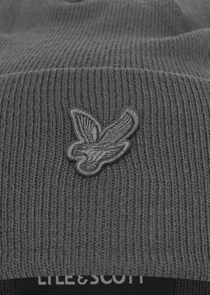 Lyle & Scott Mutsen  Tonal eagle beanie - gunmetal 