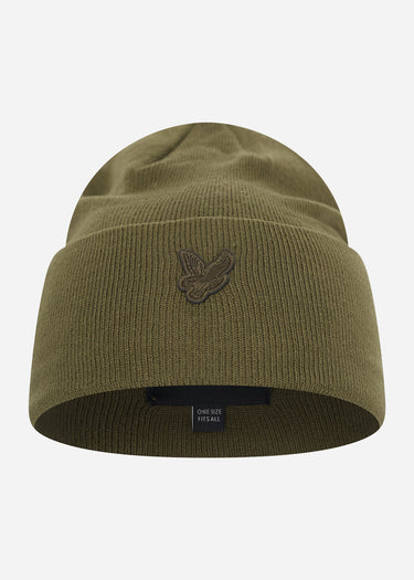Lyle & Scott Mutsen  Tonal eagle beanie - olive 