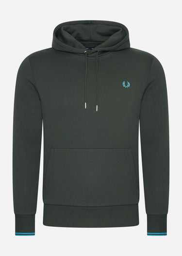 Fred Perry Hoodies  Tipped hooded sweatshirt - night green runaway bay ocean 