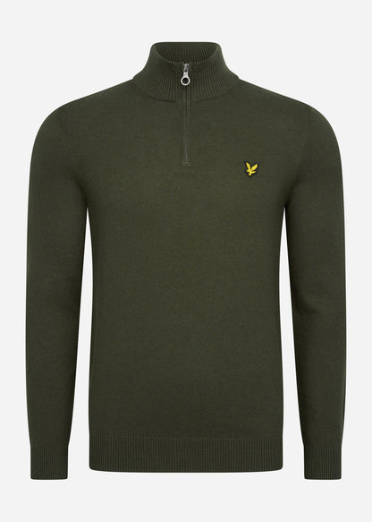 Lyle & Scott Truien  Cotton merino quarter zip jumper - olive 