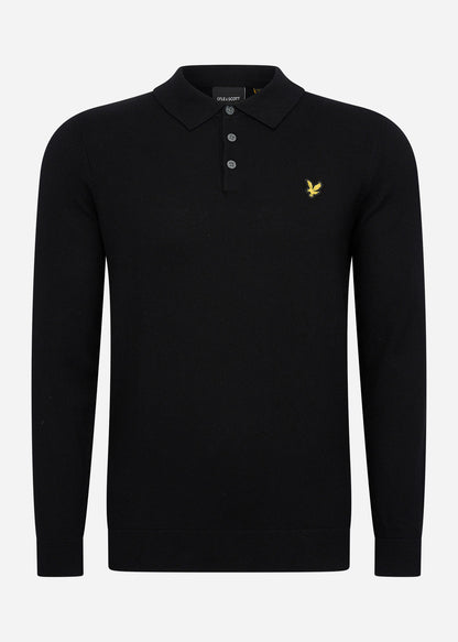 Lyle & Scott Longsleeve Polo's  Long sleeve knitted polo shirt - jet black 