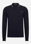 Fred Perry Longsleeve Polo's  LS twin tipped shirt - navy dark caramel 