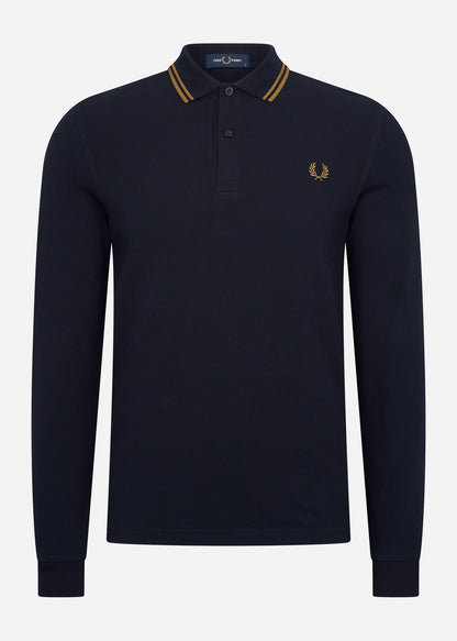 Fred Perry Longsleeve Polo's  LS twin tipped shirt - navy dark caramel 